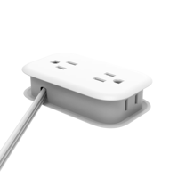 Strip daya Travel ekstensi kecil putih US 4 outlet 3 USB (2 USB C) colokan datar dibungkus 15A nilai saat ini 125V untuk rumah sakit