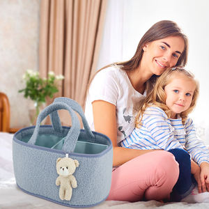 Meilleure vente Portable Teddy Velvet Ovale Nouveau-né Nappy Caddy Diaper Carry Tote Bag Nursery Storage Mommy Organizer Bin for Baby - Product Image 3