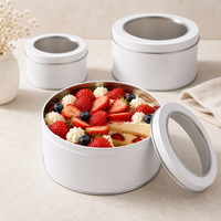 Recipiente Circular Blanco para Pasteles con Tapa Transparente para Exhibición de Frutas Frescas y Pastelería