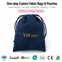 Pochette personnalisée en velours bleu marine avec cordon de serrage 10,5x14cm, sac cadeau pour bijoux, sac en velours avec logo en feuille d'or, approvisionnement en gros OEM