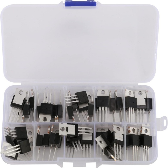 OKYN0308-25 50 PCS IRF Series MOSFET Transistor Assortment Kit 10 Values in Storage Box