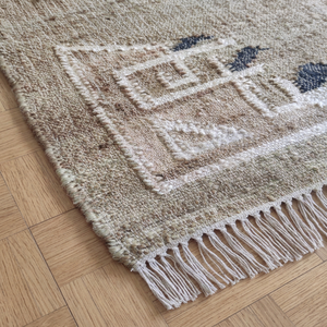 HARI ENTERPRISES Tapis d'intérieur vintage fait main en jute, patchwork, rectangulaire, à bordure marron, à poils ras, fin, antidérapant, antibactérien, anti-taches - Product Image 6