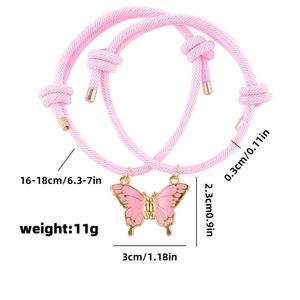 สร้อยข้อมือคู่แม่เหล็ก ลายผีเสื้อเคลือบสีสันสดใส พร้อมจี้แม่เหล็กแบบหยดน้ำมัน สายมิลาน สร้อยข้อมือมิตรภาพ สร้อยข้อมือคู่รัก - Product Image 2