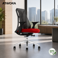 Silla de Oficina Ergonómica ATWOKA con Respaldo Alto y Asiento Deslizante - Asiento Ejecutivo Moderno Tapizado con Estructura en H para Sala de Conferencias