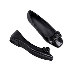35-44 Large Sizes New Square-Toe Bow Single <b>Shoes</b> for Women Comfortable Breathable Lightweight <b>Soft</b>-Soled Versatile Flat <b>Shoes</b> - Product Image 3