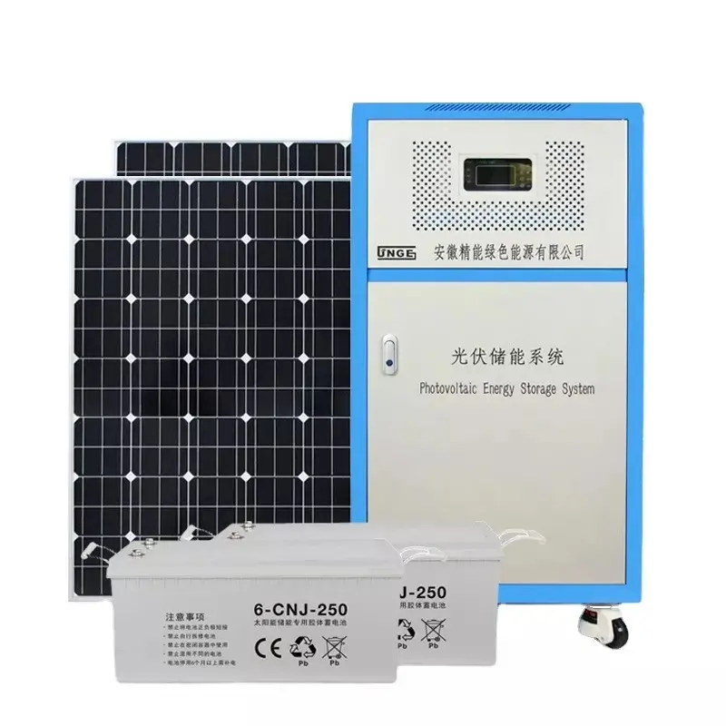 Panel monocristalino de 5000w, sistema de energía solar fuera de la red, inversor híbrido LiFePO4/sistema de almacenamiento de batería de ácido de plomo