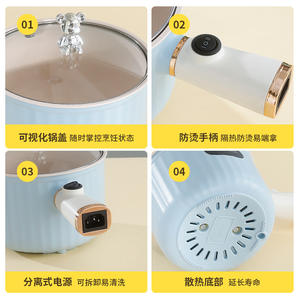 Olla de Cocina Mini al por Mayor para el Hogar y Dormitorios Estudiantiles, Vaporera Multifuncional de 1.8L para Freír y Cocinar - Product Image 6