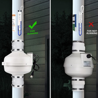 Nouvel Arrivage DCFAIR RF-110W1-Kit Ventilateur de Radon en Plastique 4 Pouces 115V 2300RPM avec Couplages en Caoutchouc 4x3 et Indicateur, Garantie 1 An