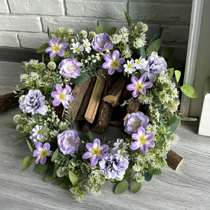 Corona de Velas de Pascua de Alta Calidad al por Mayor de Fábrica, Hecha a Mano con Flores Artificiales de Margarita y Flores Silvestres - Product Image 6