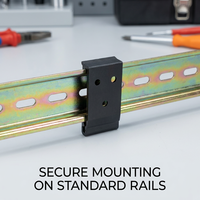 Support de rail DIN 35 mm, pince de fixation à ressort en aluminium anodisé noir avec mousqueton pour une installation facile