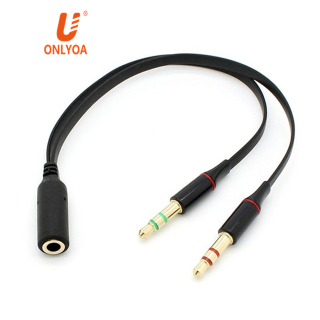 Onlyoa 3.5mm 20cm Stereo AUX Jack 1 Female to 2 Male Y Mic Splitter Earphone Microphone Audio Cable Adapter