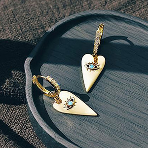 Orecchini pendenti a cuore con occhio misterioso da donna, con pietre scintillanti, gioielli alla moda per feste, all'ingrosso - Product Image 2