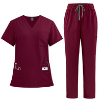 Tenue d'hygiène pour clinique vétérinaire, séchage rapide, anti-plis, col en V, ensemble deux pièces pour les professionnels des soins animaux