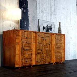 Gabinete de buffet antiguo de madera de teca de estilo moderno, Cara de clientes irregulares para el hogar, para dormitorio, cocina, comedor, muebles de sala de estar - Product Image 1