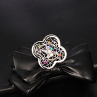 Bague pour femme CM Jewelry, plaquée or, motif floral, zircon multicolore, trèfle à quatre feuilles, bague à fleur creuse