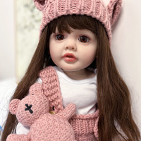 Poupée Bébé Reborn Fille Betty de 22 Pouces en Silicone Vinyle Corps Entier, Réaliste, Poupée Fille sur Pied avec Longue Perruque Cheveux Bonecas Reborn