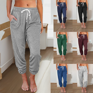 Women's High Waist Elastic Waist Cargo <b>Pants</b> Sweatpants Casual Loose Fit <b>Summer</b> Plain Dyed with Pockets - Product Image 2