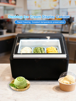 Désembuage intelligent du dessus de la table Clip frontal Porte ouverte 3 saveurs Buffet Gelato Congélateur Présentoir de crème glacée Congélateur pour Gelato Shop