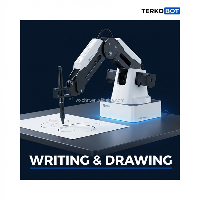 TEPKOBOT Writing Drawing 3D Printing Plug and Play 4-Axis Robotic Arm Kit for Kids Students Coding Blockly Python C++ SDK