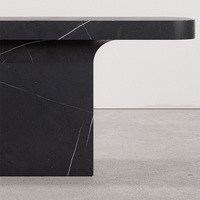Table console monolithique en marbre unique, plateau rectangulaire arrondi, mobilier d'entrée contemporain de luxe pour la maison de rêve