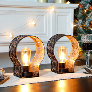 Bộ 2 Pin hoạt động đèn độc đáo không dây sconces đèn lồng kim loại lồng Treo Tường Đèn với 6 giờ hẹn giờ cho trang trí nội thất - Product Image 6