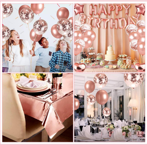 Ballons en aluminium Or Rose Joyeux Anniversaire, Sac <span class=keywords><strong>de</strong></span> confettis, Décorations <span class=keywords><strong>de</strong></span> gâteau, Rideau, Nappe, Ruban pour Fête d'Anniversaire Fille Femme - Product Image 3