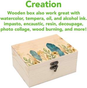 Caja de Madera sin Acabado con Tapa con Bisagras y Cierre Frontal, Caja de Madera de Pino para Manualidades, Cajas de Almacenamiento para Artes, Pasatiempos y Hogar - Product Image 3