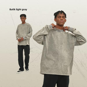 Sudadera DQ250L con Logotipo Personalizado, Estilo Vintage, Holgada, Lavada al Ácido, Transpirable, para Otoño, 100% Algodón Negro de 250 g/m² - Product Image 6