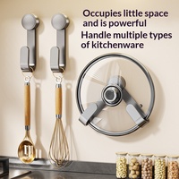 Support mural rotatif pour couvercles de casseroles à ventouse, sans perçage, en acier au carbone et plastique, style luxe léger, pour rangement de cuisine