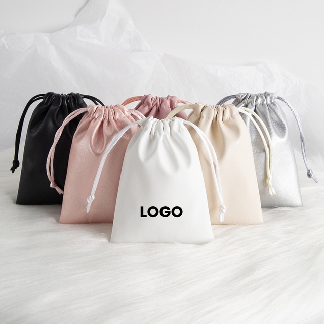Custom Luxury Soft PU Leather Drawstring Bag with Embossed Logo Dustproof Square Jewelry Pouch for Summer and Spring