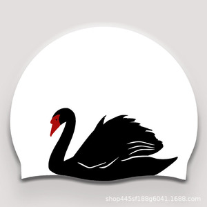 Gorro de natación de silicona con estampado de cisne, protección para los oídos para adultos, gorro de natación extra grande, grueso, impermeable, protector del cabello - Product Image 4