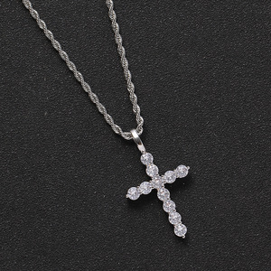 5Mm Zircon <b>Cross</b> Pendant, Hip-hop Jewelry Stacked Sweater <b>Chain</b> Simple and Versatile, <b>Cross</b> Pendant <b>Chain</b> - Product Image 2