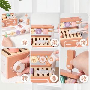 Ensemble de cuisine en bois pour enfants avec brochettes de barbecue simulées pour garçons et filles de 4 à 6 ans, jouet éducatif - Product Image 4
