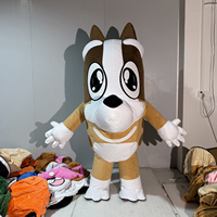Costume de mascotte gonflable en peluche de chien de dessin animé, tenue de personnage chiot marron et blanc, pour défilé, carnaval, spectacle événementiel