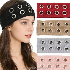 Bandeaux de sport personnalisés <span class=keywords><strong>pour</strong></span> femmes et hommes, en tissu élastique coloré, à bord large évidé, <span class=keywords><strong>pour</strong></span> le lavage du visage, le yoga, style punk - Product Image 1