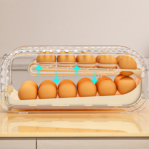 ที่เก็บไข่แบบมีล้อ 2 ชั้น WANUO ที่จัดระเบียบไข่ในตู้เย็น พร้อมฝาปิดใส - Product Image 1