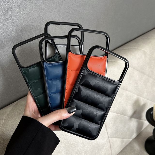 New camouflage padded leather down jacket Style Case For Apple iPhone 17 Promax phone case For iPhone 16 15 14 13 12 PM