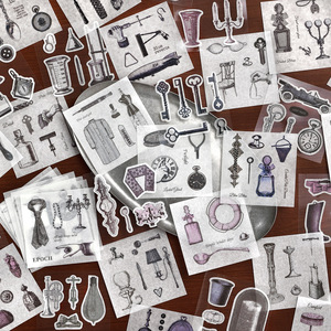 สติกเกอร์ 50 ชิ้นต่อแพ็ค ซีรีส์ลายตัวอักษรโบราณแบบใช้แล้วเล็กน้อย สติกเกอร์ตกแต่ง DIY สำหรับสมุดแพลนเนอร์สไตล์วินเทจ - Product Image 3