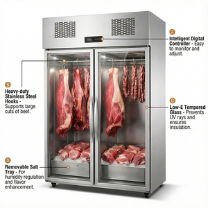 Réfrigérateur commercial de supermarché, température simple/<span class=keywords><strong>double</strong></span>, vitrine suspendue, refroidisseur de viande de porc et de mouton congelée - Product Image 3