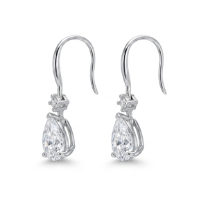 925 Sterling <b>Silver</b> Pear Cut Moissanite Rhodium Plated Trendy Dangle Water <b>Drop</b> <b>Earrings</b> for Women Wedding Gift - Product Image 1