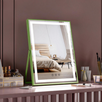 Miroir de bureau carré intelligent avec écran LED et cadre en métal et verre, éclairé, personnalisable avec logo et design sur mesure