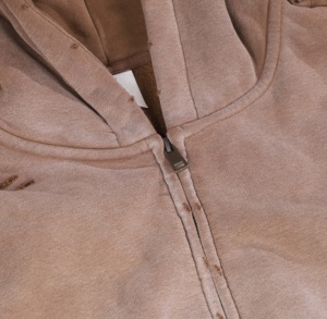 Personalizado de alta calidad Streetwear Zip up Sudadera con capucha Vintage de doble capa de lavado ácido Sun Faded desgastado Sudaderas con capucha para hombre - Product Image 4