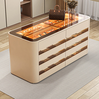 Vitrine d'exposition îlot multi-niveaux de luxe sur mesure, écologique, durable, avec dessus en verre étanche, pour bijoux et montres, directement de l'usine
