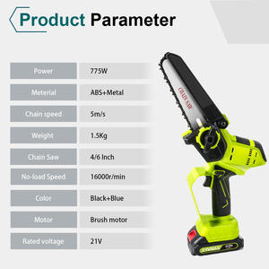 Tronçonneuse sans fil professionnelle <span class=keywords><strong>de</strong></span> qualité industrielle, 21 V, 775 W, guide-chaîne <span class=keywords><strong>de</strong></span> 6/8 pouces, outil <span class=keywords><strong>de</strong></span> <span class=keywords><strong>coupe</strong></span> <span class=keywords><strong>de</strong></span> bois alimenté par batterie, OEM, directement <span class=keywords><strong>de</strong></span> l'usine - Product Image 4