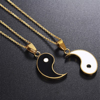 Mwsc — collier pendentif Tai Chi minimaliste, colliers assortis, en trois grammes, pour couple et amis
