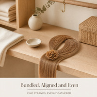 Extensions de cheveux humains bruns miel, lisses et fins, mèches individuelles avec pointes enveloppées pour présentation en magasin de beauté