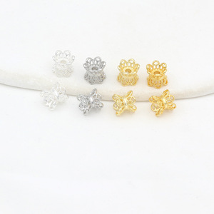 Cuentas espaciadoras florales chapadas en cobre, oro y plata para la fabricación de pulseras, accesorios de joyería C21A - Product Image 3