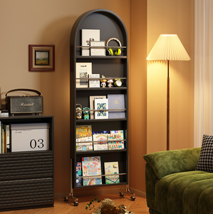 Expositor Giratorio para Revistas <span class=keywords><strong>con</strong></span> Espejo Arqueado de Cuerpo Entero y <span class=keywords><strong>Ruedas</strong></span> para Sala de Estar - Product Image 3