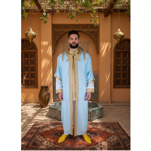 Djellaba Ligera para Hombre con Capucha, Cómoda para Uso Diario, Propósitos Religiosos, Ropa Tradicional Musulmana con Detalles Bordados AL - Product Image 3