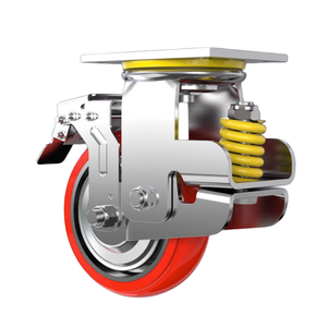 HS Gute Qualität starrer Wirbel mit Schloss Hoch leistungs feder belastete PU-Stoßdämpfer-Lenkräder <span class=keywords><strong>4</strong></span>-Zoll-Rollen - Product Image 4